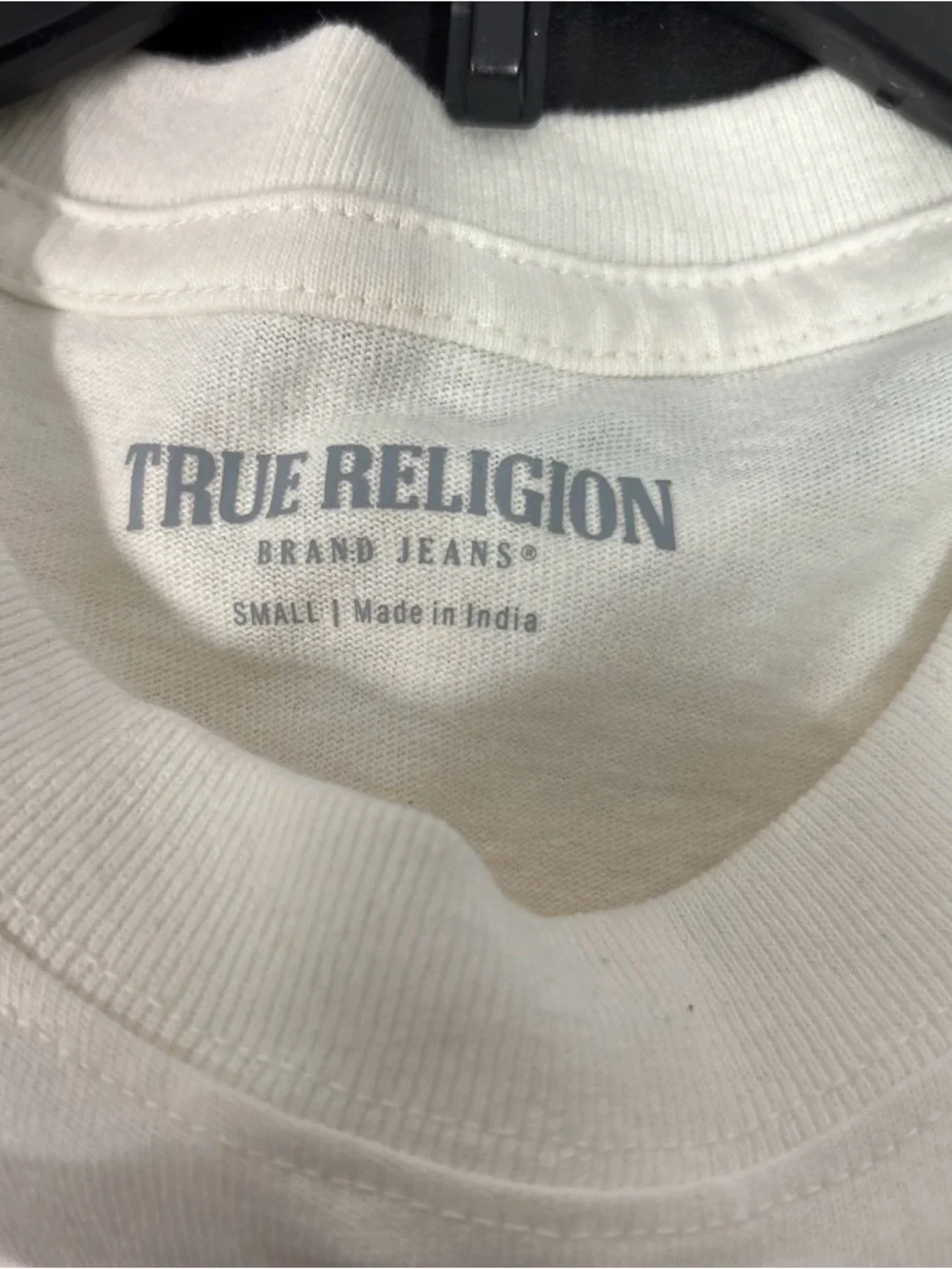 NWT True Religion Men’s Cream Graphic Crewneck T-Shirt with Red and Blue Print